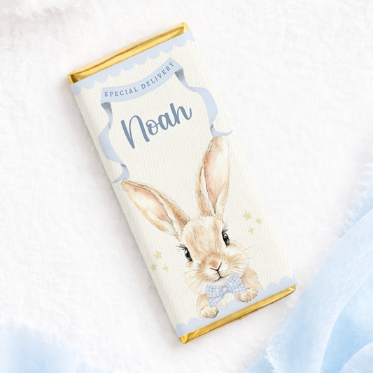 Personalised Easter Bunny Chocolate Bar - Blue