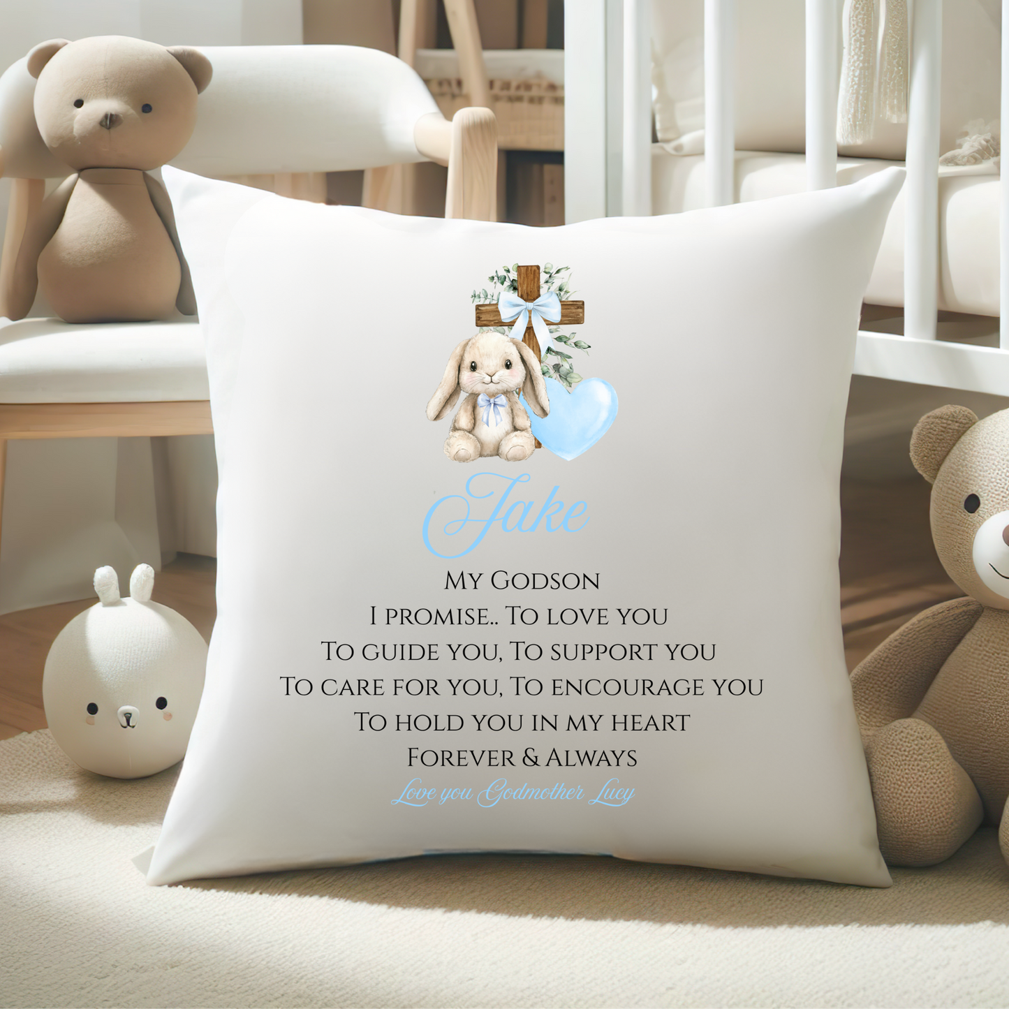Personalised Godchild Promise Cushion