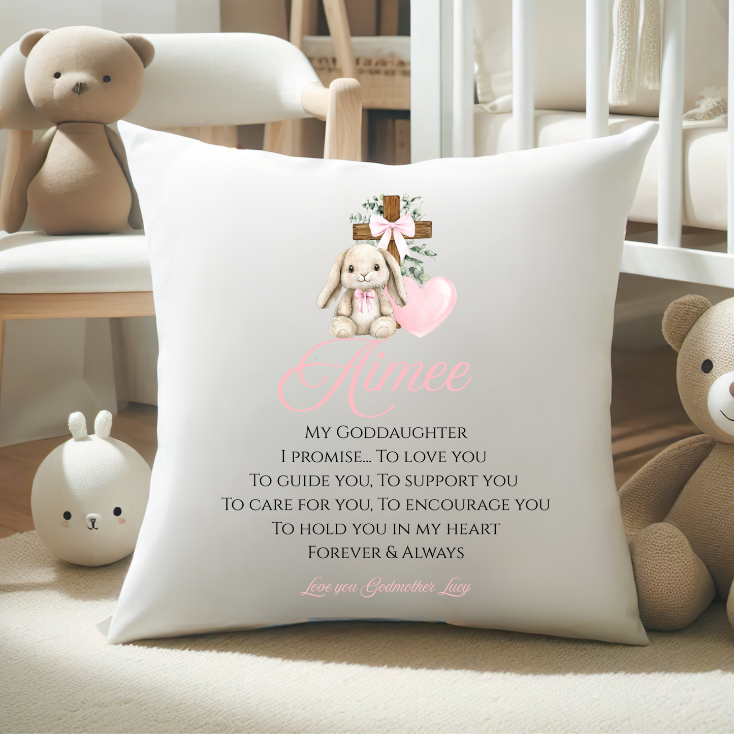 Personalised Godchild Promise Cushion