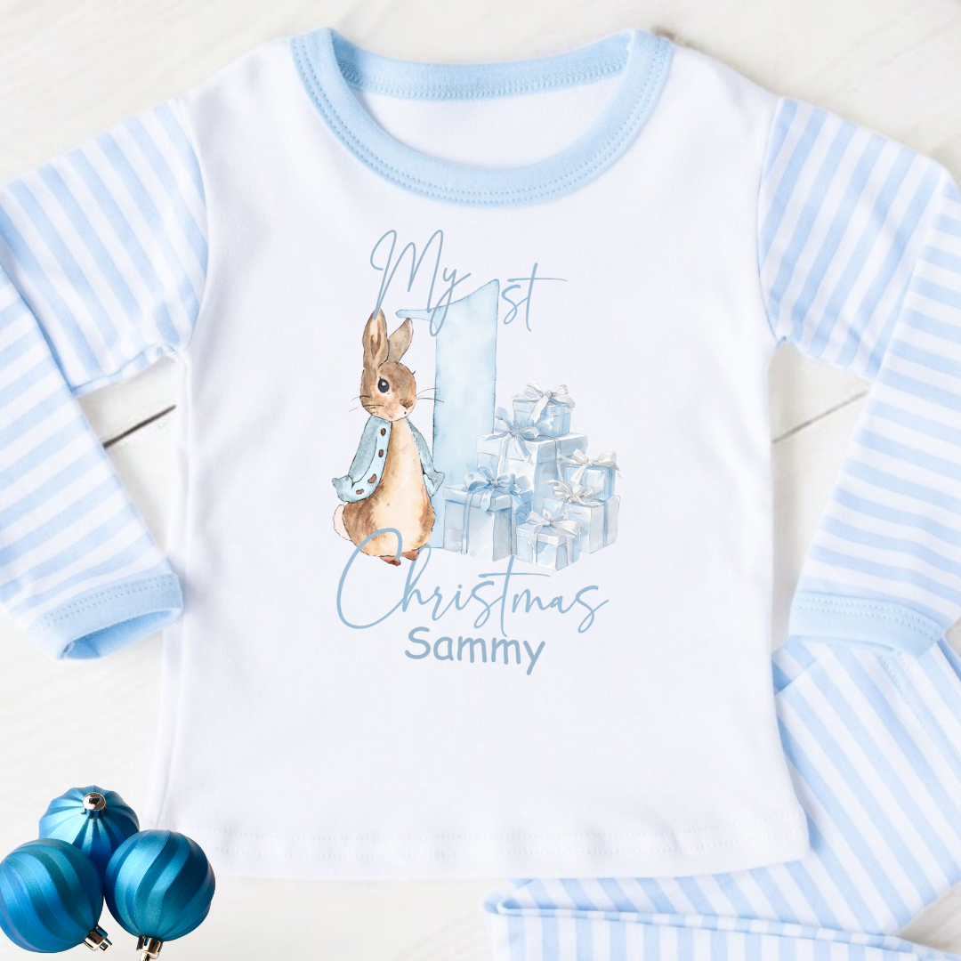 First Christmas Pyjamas - Blue Bunny Edition