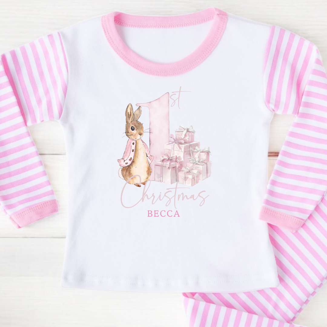 First Christmas Pyjamas - Pink Bunny Edition