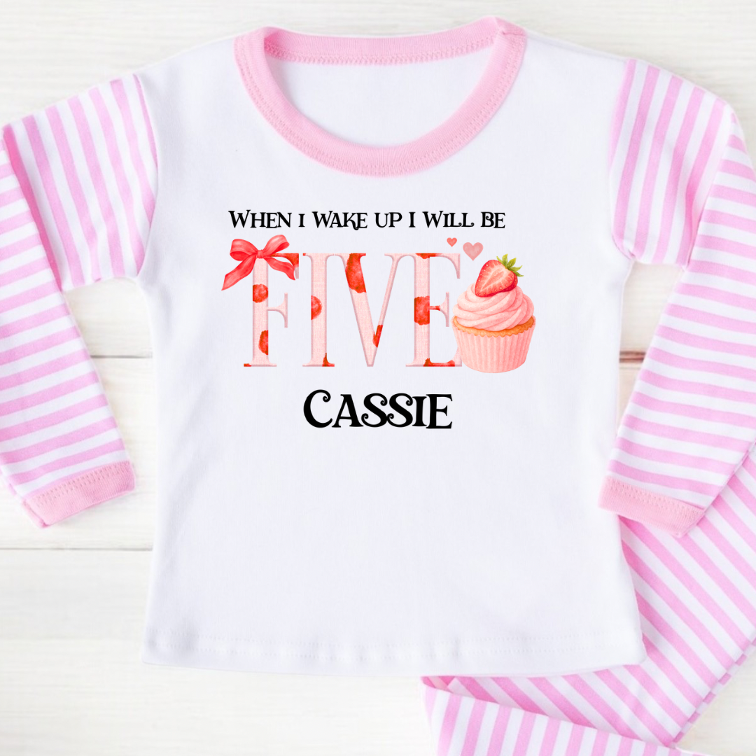 Girls Birthday Pyjamas - Strawberry Cupcake