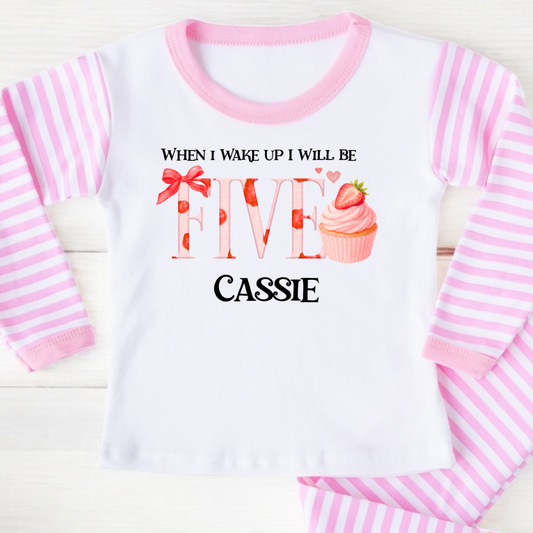 Girls Birthday Pyjamas - Strawberry Cupcake