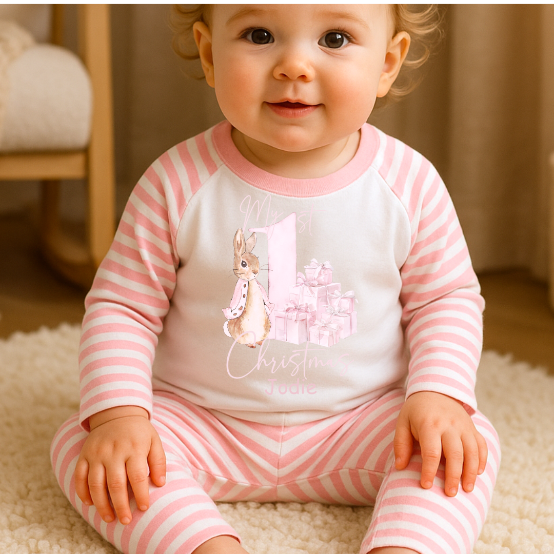 First Christmas Pyjamas - Pink Bunny Edition