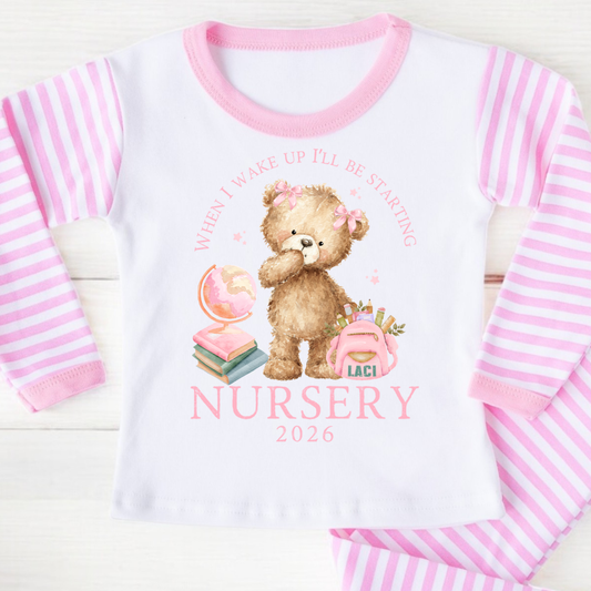Personalised First Day at Nursery Pyjamas - Pink