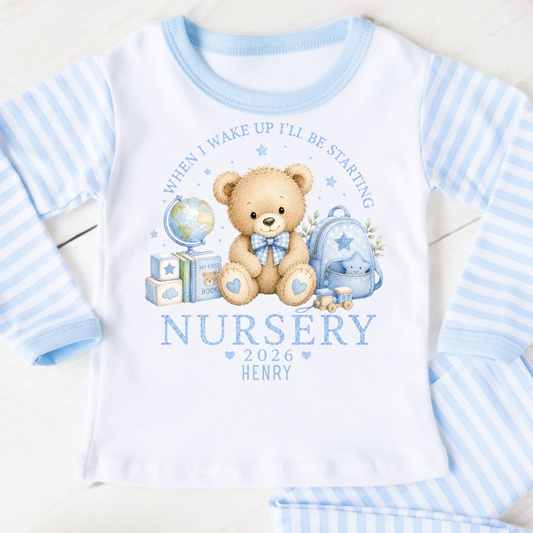 Personalised First Day at Nursey - Blue Teddy
