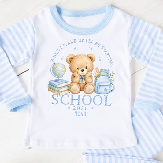 Personalised First Day at School - Blue Teddy