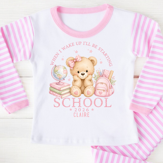 Personalised First Day at School - Pink Teddy