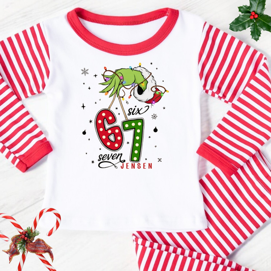 Personalised 6-7 Christmas Pyjamas - Grinch