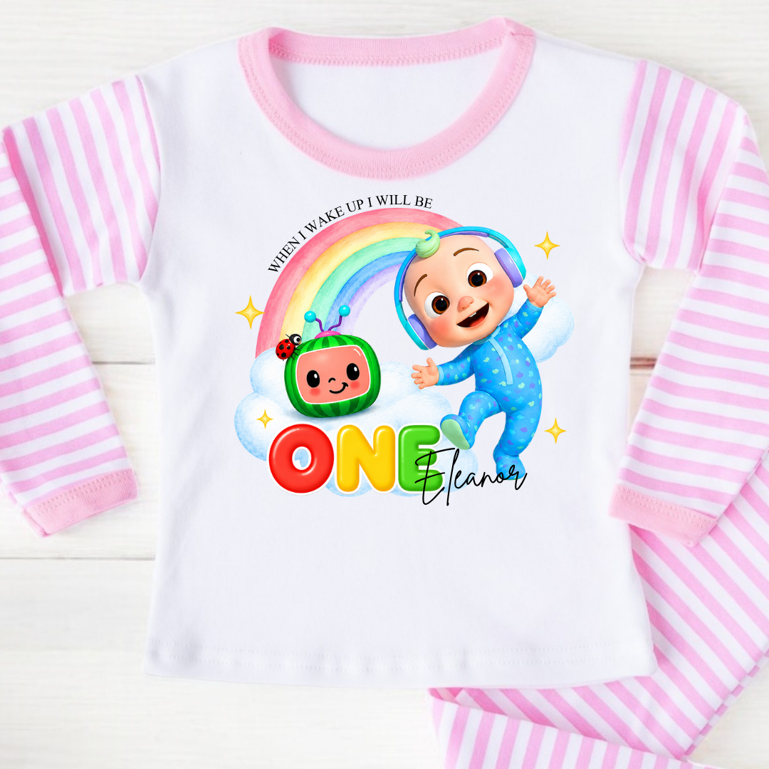 Personalised Birthday Pyjamas - Cocomelon Pink