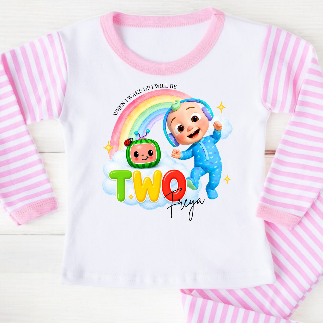 Personalised Birthday Pyjamas - Cocomelon Pink