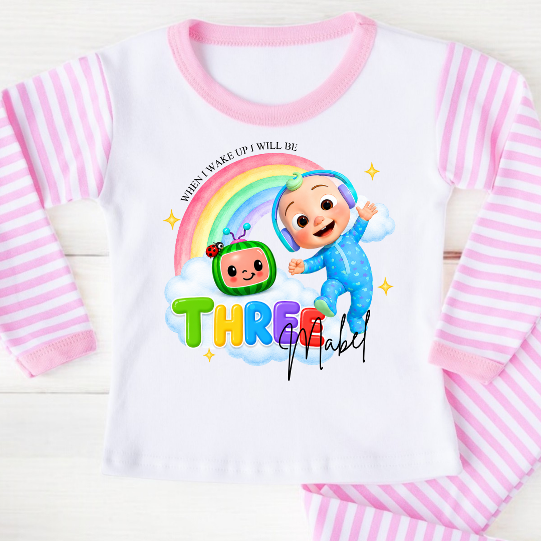 Personalised Birthday Pyjamas - Cocomelon Pink