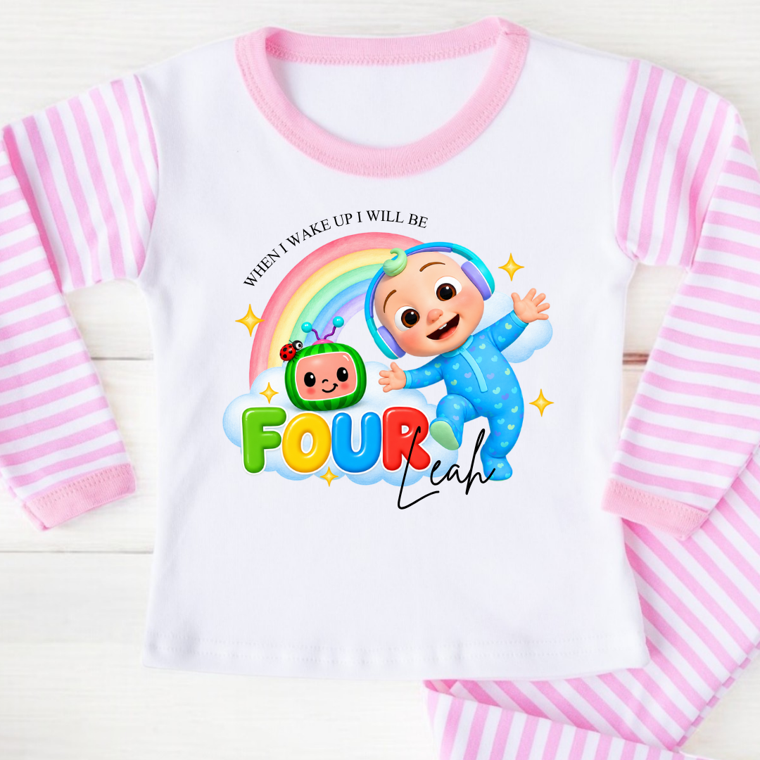 Personalised Birthday Pyjamas - Cocomelon Pink