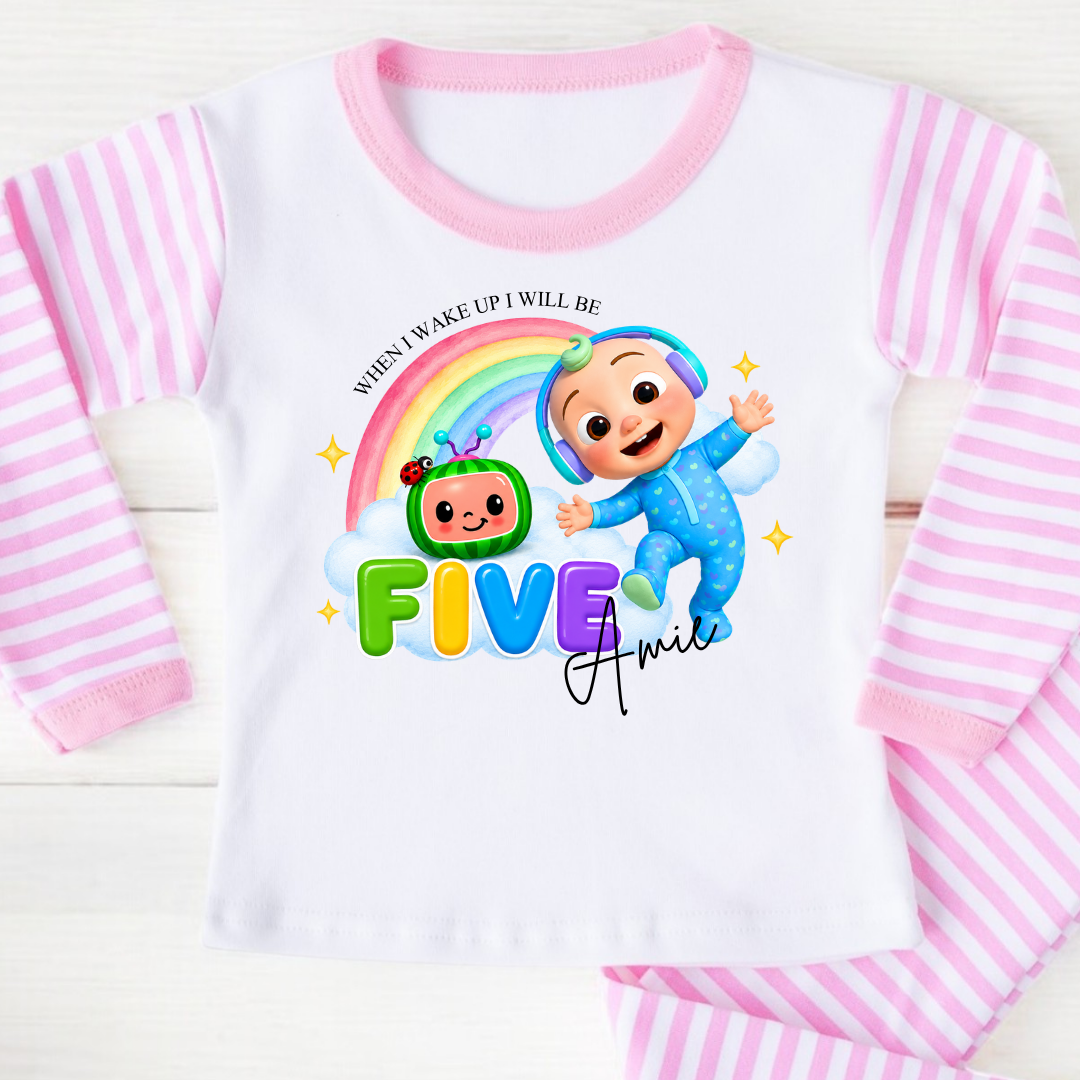 Personalised Birthday Pyjamas - Cocomelon Pink