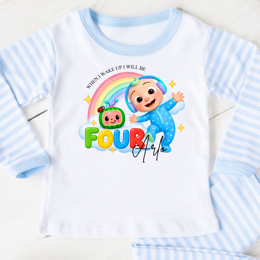 Personalised Birthday Pyjamas - Cocomelon Blue