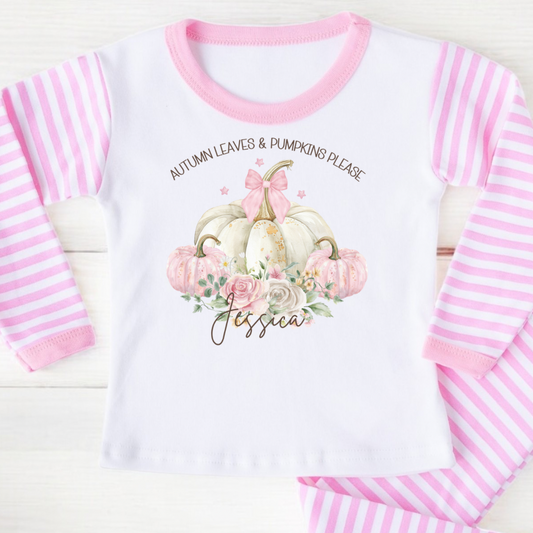 Personalised Autumn Pumpkin Pyjamas - Pink